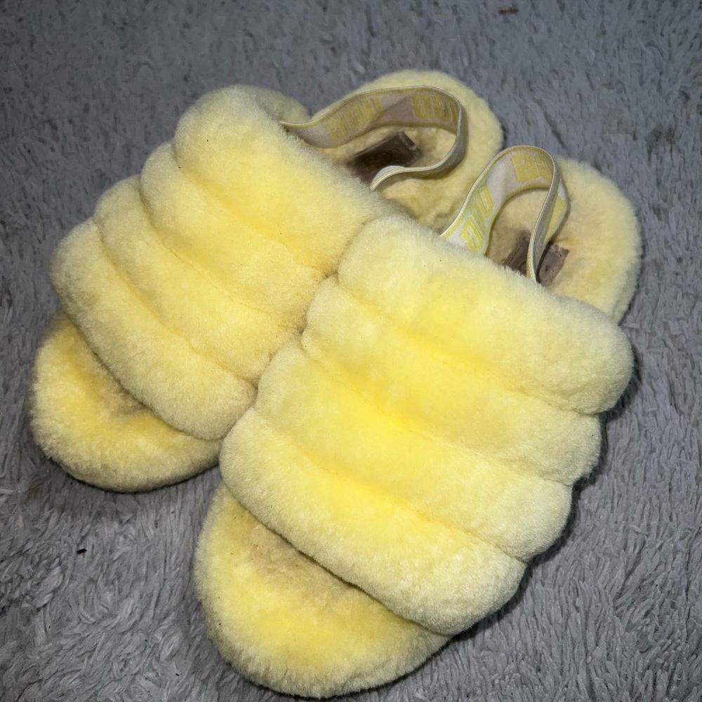 Big kids Ugg fluff slides
